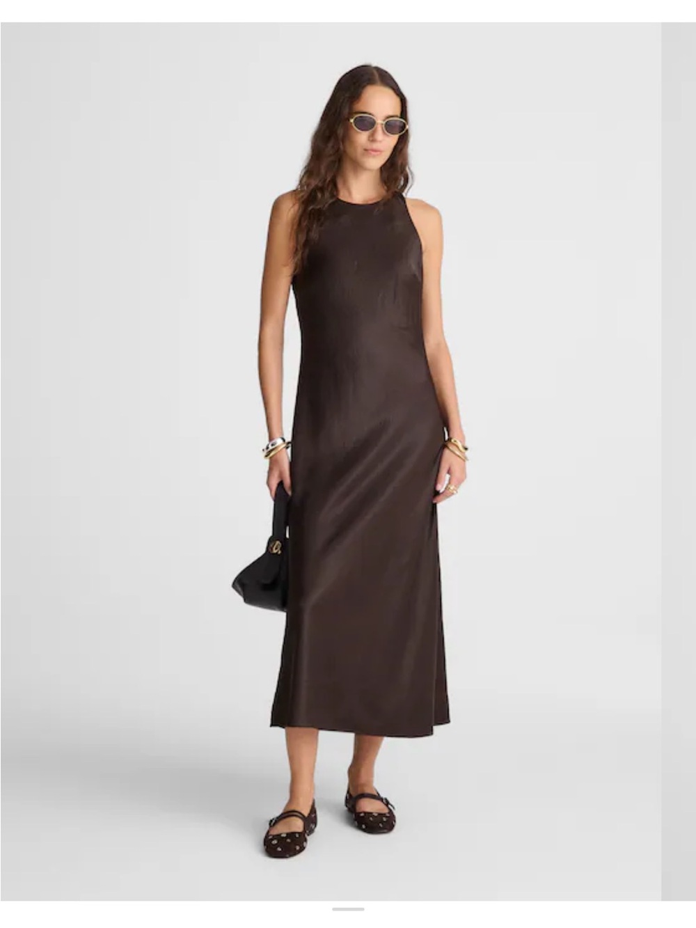 NWT Madewell Brown Satin Maxi Dress